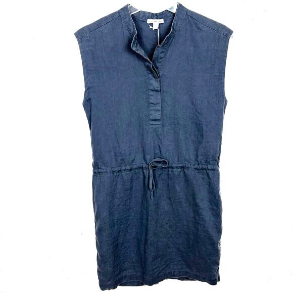 Standard James Perse Womens Linen Dress Sleeveless Button Front Blue Size Small - Picture 2 of 11